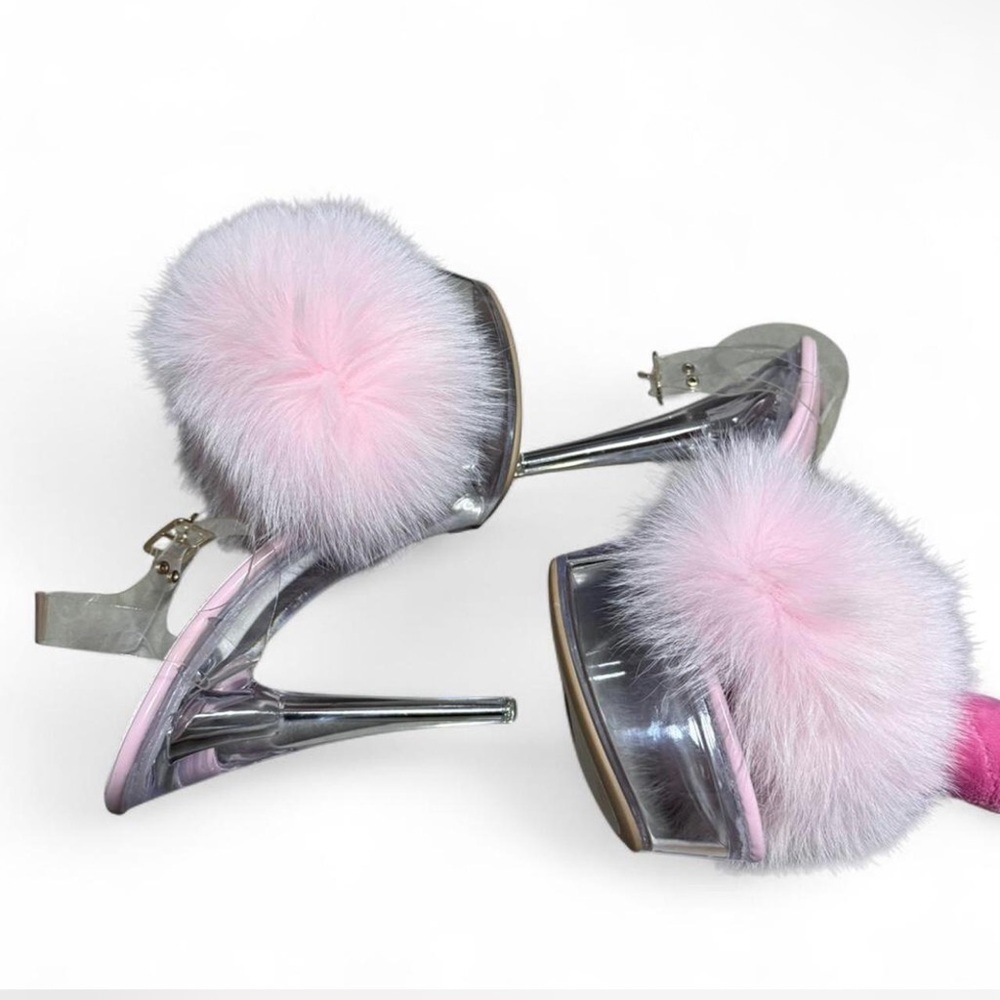 Elegant Pink Fluffy Heels